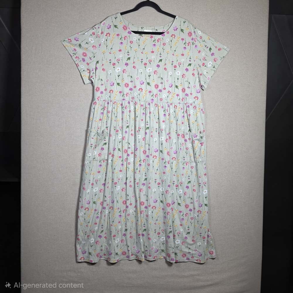 Bobbie Brooks Floral Maxi Dress ditsy Print Pockets 22/24 Cottagecore Praire